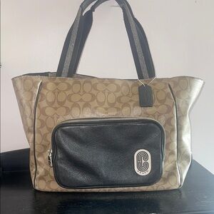 Coach Tan and Black Tote Bag